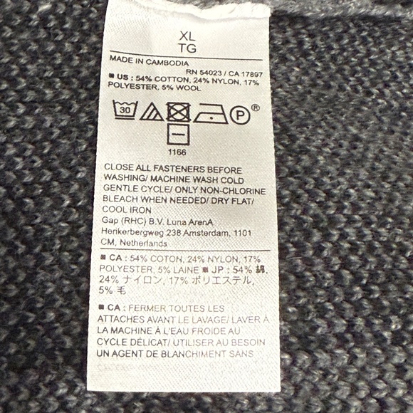 Banana Republic Shawl Collar Pullover Sweater Buffalo Plaid Black Grey Heavy XL - Picture 6 of 7